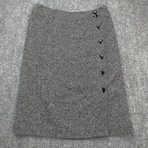 Talbots Wool Blend Skirt Size 8 Petite Button Front Wrap Style Lined Tweed